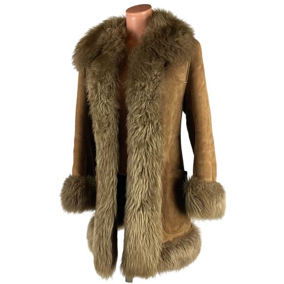 Genuine Shearling Sheepskin Penny Lane Leather Coat Made in Spain M-L - Picture 3 of 13